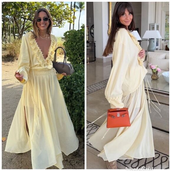 H&M Edition S/S 2025 CHIFFON CIRCLE SKIRT in Pale Yellow - Picture 1 of 11